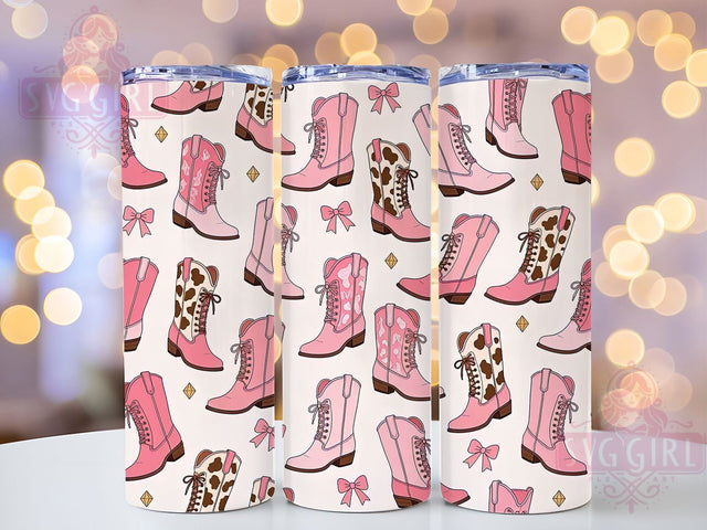 Pink Cowboy Boots 20oz Tumbler, Pink Theme, Cowboy Boots, Western Style, Rustic Motif, Cowgirl Aesthetic, Skinny Tumbler, Sublimation PNG Sublimation SvggirlplusArt 
