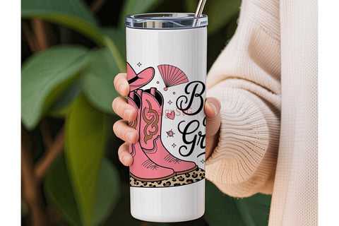 Pink Cowboy Boots 20oz Tumbler Wrap Sublimation DesignSVG 