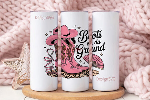 Pink Cowboy Boots 20oz Tumbler Wrap Sublimation DesignSVG 