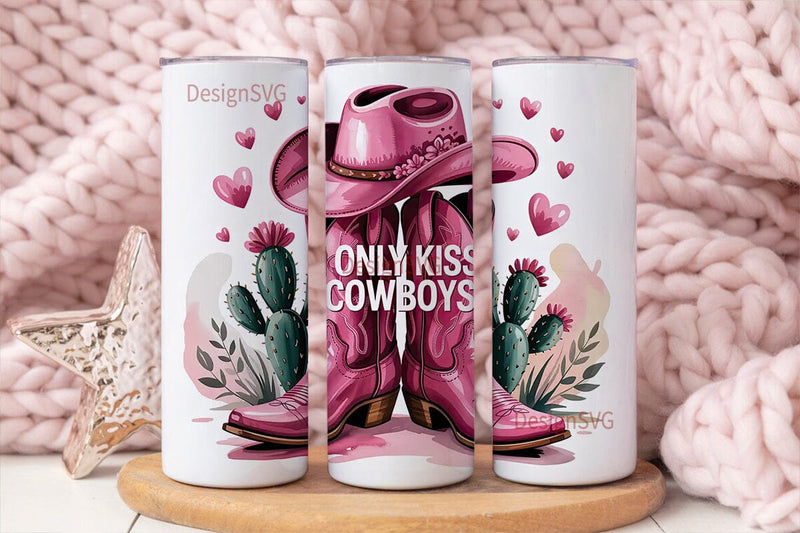 Pink Cowboy Boots 20oz Tumbler Wrap Sublimation DesignSVG 