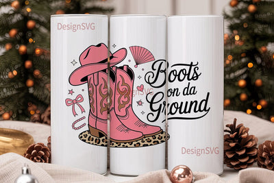 Pink Cowboy Boots 20oz Tumbler Wrap Sublimation DesignSVG 