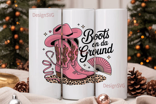 Pink Cowboy Boots 20oz Tumbler Wrap Sublimation DesignSVG 