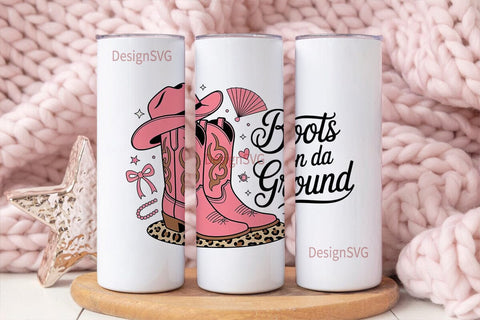 Pink Cowboy Boots 20oz Tumbler Wrap Sublimation DesignSVG 