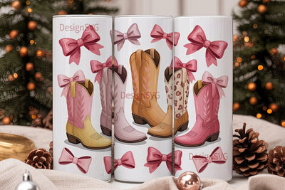 Pink Cowboy Boots Tumbler Wrap Sublimation DesignSVG 