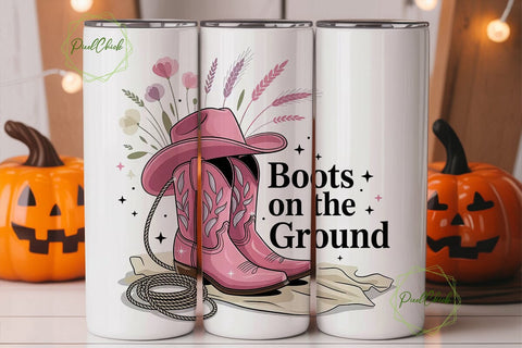 Pink Cowboy Boots Tumbler Wrap Sublimation PixelChick 