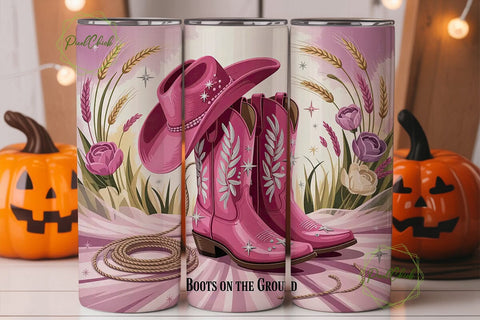 Pink Cowboy Boots Tumbler Wrap Sublimation PixelChick 