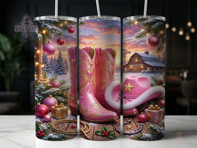 Pink Cowboy Christmas 20oz Tumbler, Pink Cowboy Xmas, Cowboy Christmas, Pink Cowboy Tumbler, Pink Christmas PNG, Pink Cowboy PNG, Cowboy Tumbler, 20oz Tumbler Wrap Sublimation SvggirlplusArt 