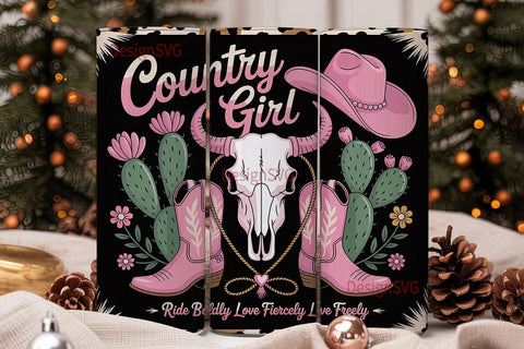 Pink Cowgirl 20oz Tumbler Wrap Sublimation DesignSVG 