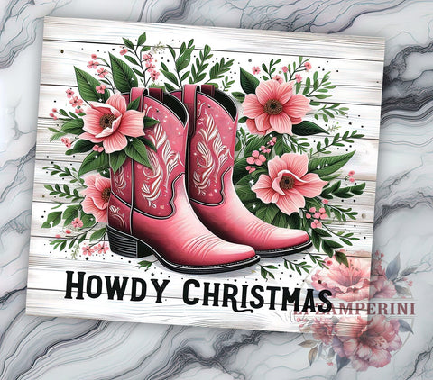Pink Cowgirl Boots 20oz Tumbler Wrap PNG, Western Christmas Tumbler Png, Straight & Tapered Tumbler Wrap, Instant Digital Download Sublimation Li Zamperini 