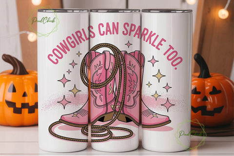 Pink Cowgirl Boots 20oz Tumbler Wrap Sublimation PixelChick 