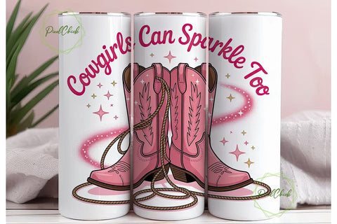 Pink Cowgirl Boots 20oz Tumbler Wrap Sublimation PixelChick 