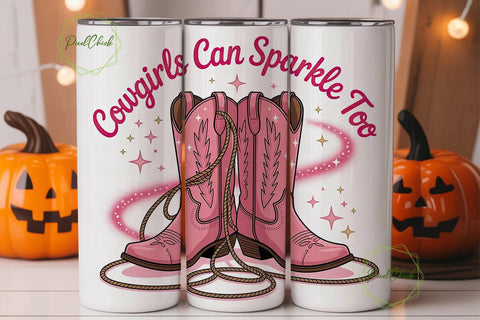 Pink Cowgirl Boots 20oz Tumbler Wrap Sublimation PixelChick 