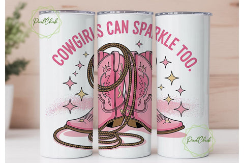 Pink Cowgirl Boots 20oz Tumbler Wrap Sublimation PixelChick 