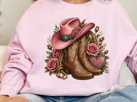 Pink Cowgirl Boots Floral Clipart PNG SVG artprintfile 