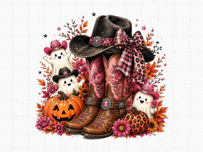 Pink Cowgirl Boots Halloween Ghost PNG SVG artprintfile 