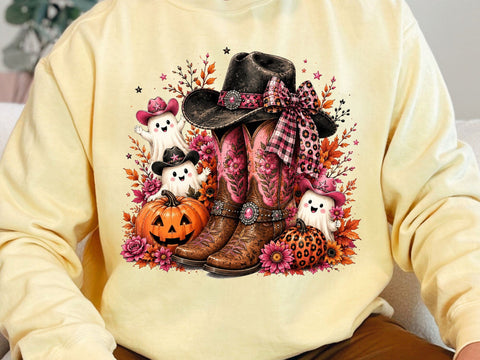 Pink Cowgirl Boots Halloween Ghost PNG SVG artprintfile 