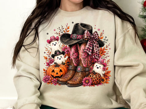 Pink Cowgirl Boots Halloween Ghost PNG SVG artprintfile 