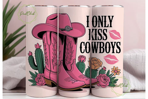 Pink Cowgirl Boots & Hat 20oz Tumbler Sublimation PixelChick 