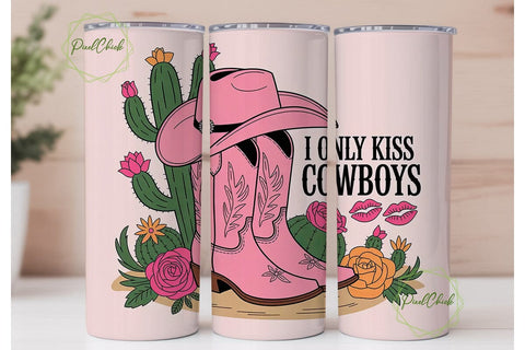 Pink Cowgirl Boots & Hat 20oz Tumbler Sublimation PixelChick 