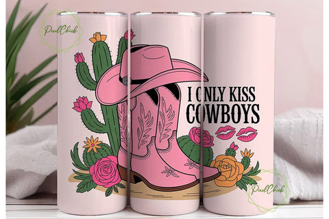 Pink Cowgirl Boots & Hat 20oz Tumbler Sublimation PixelChick 