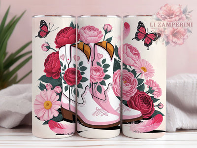 Pink Cowgirl Boots Tumbler, Western Tumbler Design, Cowgirl 20oz Wrap, Sublimation Design, Rustic Gift Idea, Stylish Boots Wrap, Country Cowgirl Tumbler Sublimation Li Zamperini 