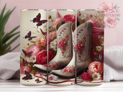 Pink Cowgirl Boots Tumbler, Western Tumbler Design, Cowgirl 20oz Wrap, Sublimation Design, Rustic Gift Idea, Stylish Boots Wrap, Country Cowgirl Tumbler Sublimation Li Zamperini 