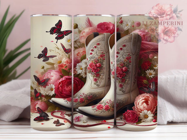 Pink Cowgirl Boots Tumbler, Western Tumbler Design, Cowgirl 20oz Wrap, Sublimation Design, Rustic Gift Idea, Stylish Boots Wrap, Country Cowgirl Tumbler Sublimation Li Zamperini 