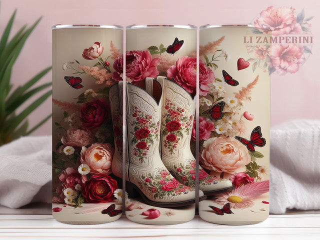 Pink Cowgirl Boots Tumbler, Western Tumbler Design, Cowgirl 20oz Wrap, Sublimation Design, Rustic Gift Idea, Stylish Boots Wrap, Country Cowgirl Tumbler Sublimation Li Zamperini 