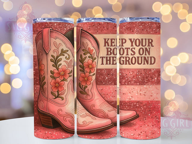 Pink Cowgirl Boots Tumbler Wrap, Boots on the Ground, Cowgirl Tumbler, 20oz Tumbler Wrap, Sublimation Design, Country Tumbler, Western Tumbler Sublimation SvggirlplusArt 