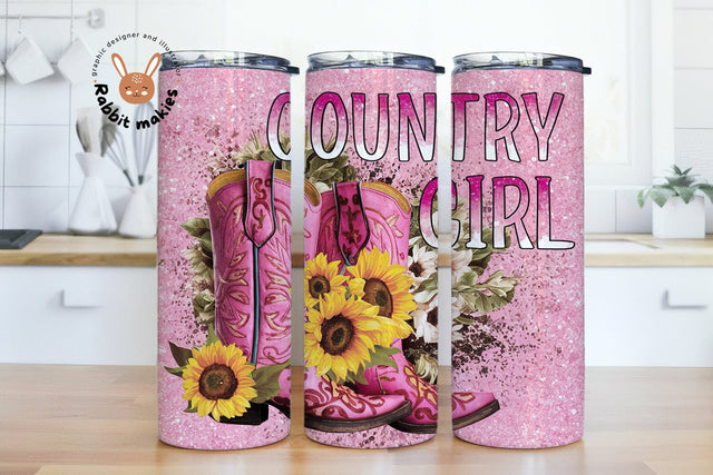 Pink Cowgirl Boots Tumbler Wrap PNG, Sublimation Digital Download, 20oz Skinny Tumbler Design, Instant Digital Download, Country Western PNG Sublimation Rabbitmakies 