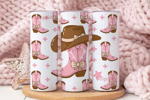 Pink Cowgirl Boots Tumbler Wrap Sublimation DesignSVG 