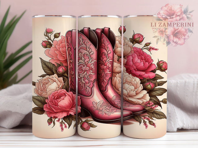 Pink Cowgirl Boots Western Tumbler, Country Western Tumbler, Western Boots Wrap, Cowgirl Boots Design, Pink Country Girl, Rustic Cowgirl Sublimation, Western Boots Drinkware Sublimation Li Zamperini 