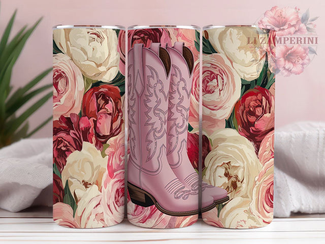 Pink Cowgirl Boots Western Tumbler, Country Western Tumbler, Western Boots Wrap, Cowgirl Boots Design, Pink Country Girl, Rustic Cowgirl Sublimation, Western Boots Drinkware Sublimation Li Zamperini 