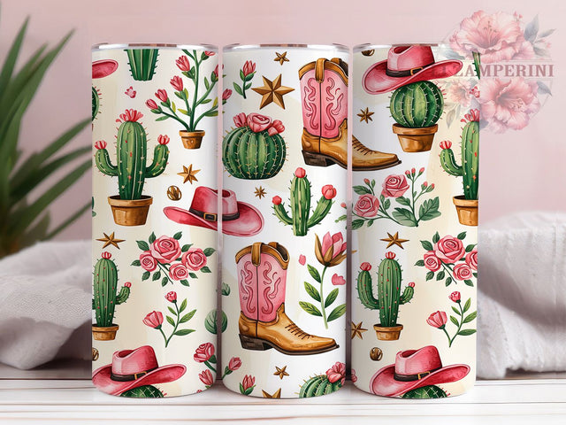 Pink Cowgirl Cactus Western Tumbler Wrap, Western Tumbler, Cactus Tumbler, 20oz Tumbler Wrap, Sublimation Design, Cowgirl Tumbler, Desert Tumbler Sublimation Li Zamperini 