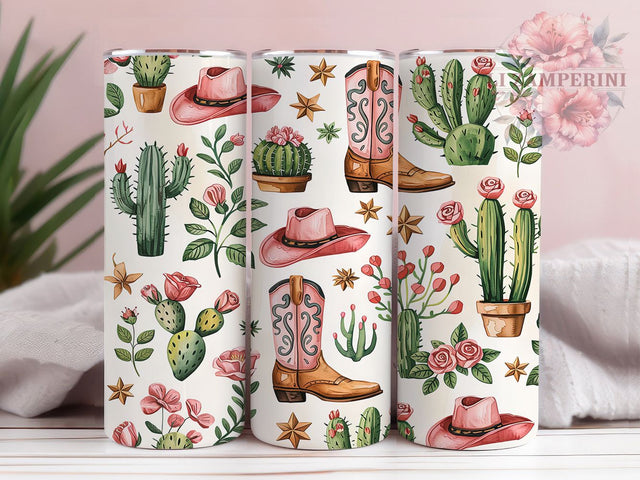Pink Cowgirl Cactus Western Tumbler Wrap, Western Tumbler, Cactus Tumbler, 20oz Tumbler Wrap, Sublimation Design, Cowgirl Tumbler, Desert Tumbler Sublimation Li Zamperini 