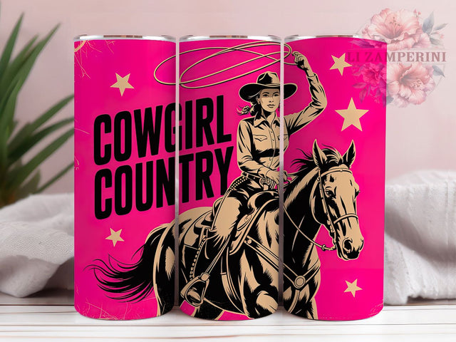 Pink Cowgirl Country 20oz Tumbler, Western Cowgirl Wrap, Rustic Country Sublimation, American Flag Design, Patriotic USA Wrap, 20oz Tumbler Design, PNG Tumbler Wrap Sublimation Li Zamperini 