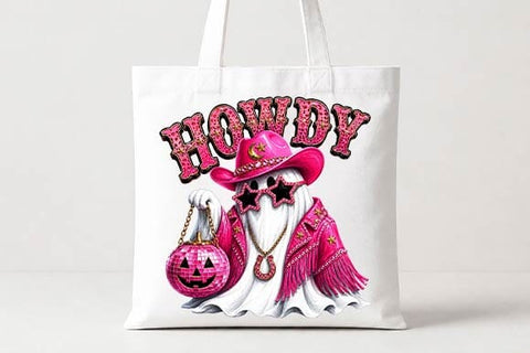 Pink Cowgirl Ghost Halloween PNG, Howdy Sublimation Design SVG BillahCrafts 