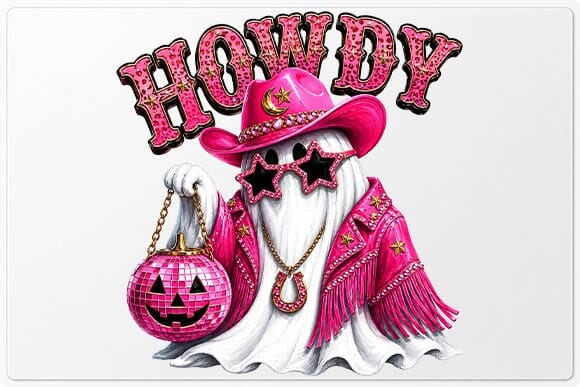 Pink Cowgirl Ghost Halloween PNG, Howdy Sublimation Design SVG BillahCrafts 