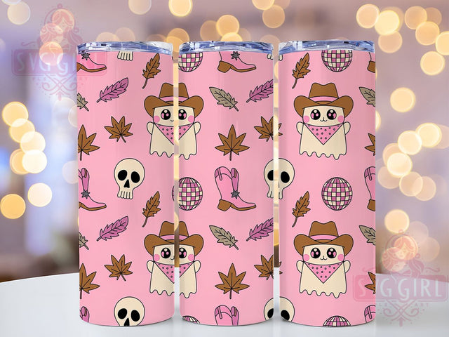 Pink Cowgirl Ghost Western Halloween Tumbler, Western Halloween Wrap, Spooky Cowgirl Cup, 20Oz Sublimation Tumbler, Haunted Rodeo Drinkware, Ghost Lover Gift, Country Halloween Wrap Sublimation SvggirlplusArt 