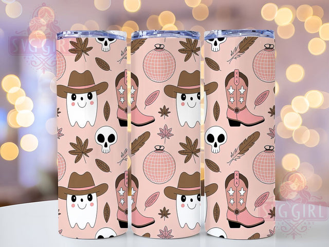 Pink Cowgirl Ghost Western Halloween Tumbler, Western Halloween Wrap, Spooky Cowgirl Cup, 20Oz Sublimation Tumbler, Haunted Rodeo Drinkware, Ghost Lover Gift, Country Halloween Wrap Sublimation SvggirlplusArt 