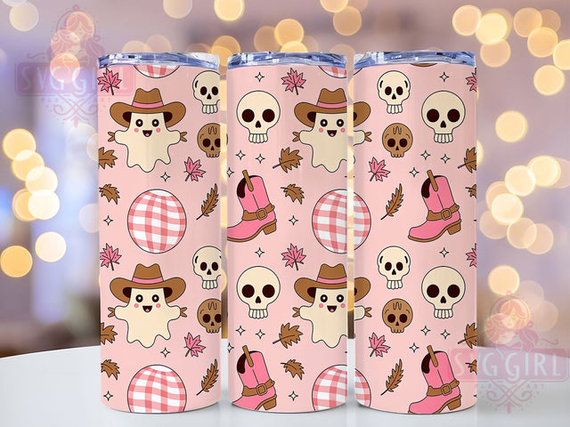Pink Cowgirl Ghost Western Halloween Tumbler, Western Halloween Wrap, Spooky Cowgirl Cup, 20Oz Sublimation Tumbler, Haunted Rodeo Drinkware, Ghost Lover Gift, Country Halloween Wrap Sublimation SvggirlplusArt 