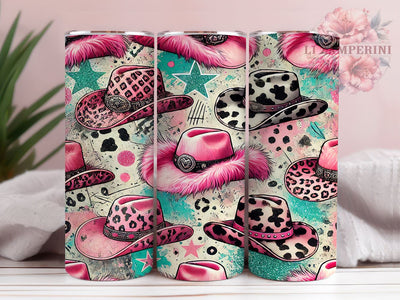 Pink Cowgirl Hat 20oz Tumbler, Cowgirl Tumbler, Pink Cowgirl Hat, 20oz Drinkware, Western Style Gift, Custom Tumblers, Country Decor, Rodeo Gift Sublimation Li Zamperini 