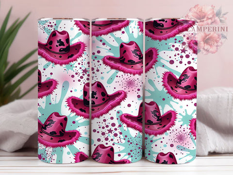 Pink Cowgirl Hat 20oz Tumbler, Cowgirl Tumbler, Pink Cowgirl Hat, 20oz Drinkware, Western Style Gift, Custom Tumblers, Country Decor, Rodeo Gift Sublimation Li Zamperini 