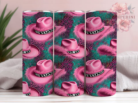 Pink Cowgirl Hat 20oz Tumbler, Cowgirl Tumbler, Pink Cowgirl Hat, 20oz Drinkware, Western Style Gift, Custom Tumblers, Country Decor, Rodeo Gift Sublimation Li Zamperini 