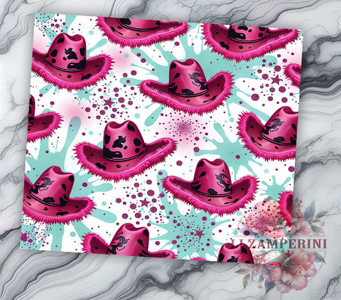 Pink Cowgirl Hat 20oz Tumbler, Cowgirl Tumbler, Pink Cowgirl Hat, 20oz Drinkware, Western Style Gift, Custom Tumblers, Country Decor, Rodeo Gift Sublimation Li Zamperini 