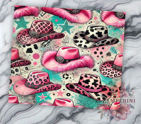 Pink Cowgirl Hat 20oz Tumbler, Cowgirl Tumbler, Pink Cowgirl Hat, 20oz Drinkware, Western Style Gift, Custom Tumblers, Country Decor, Rodeo Gift Sublimation Li Zamperini 