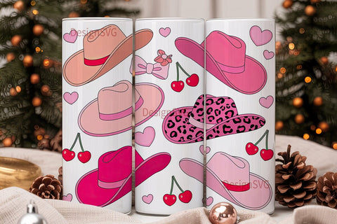 Pink Cowgirl Hat 20oz Tumbler Wrap Sublimation DesignSVG 
