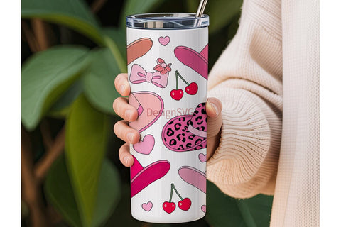 Pink Cowgirl Hat 20oz Tumbler Wrap Sublimation DesignSVG 