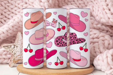 Pink Cowgirl Hat 20oz Tumbler Wrap Sublimation DesignSVG 