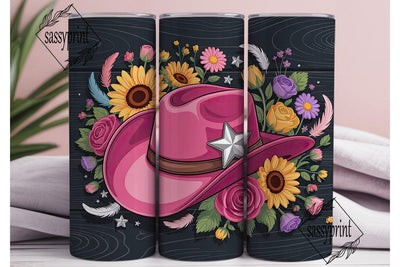 Pink Cowgirl Hat 20oz Tumbler Wrap Sublimation sassyprint 